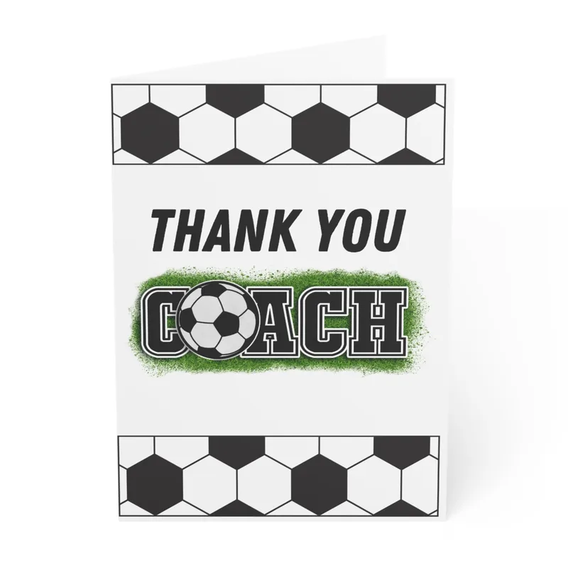 Black White Soccer Ball Card: Thank You Coach Greeting Card
