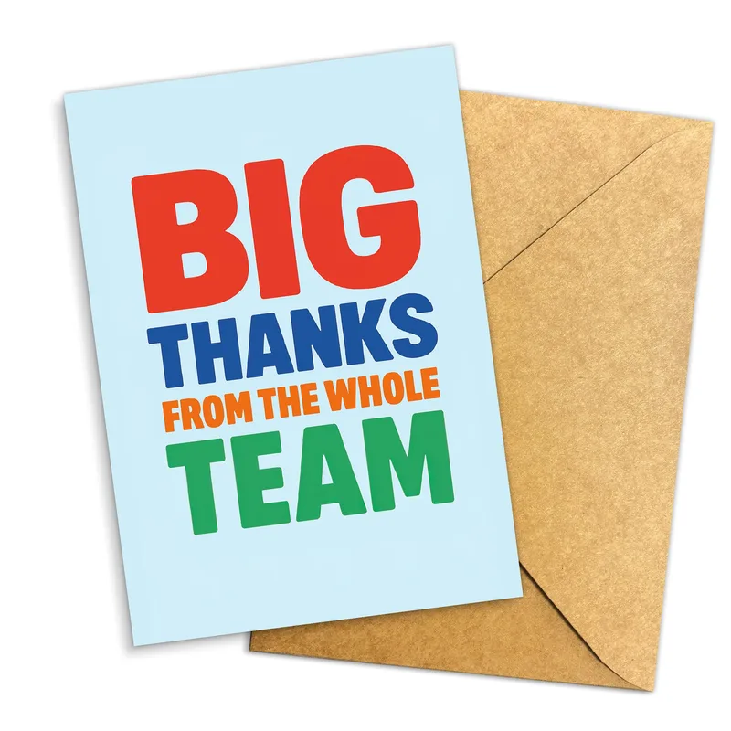 Team Thank You Card with Bold Colorful Lettering
