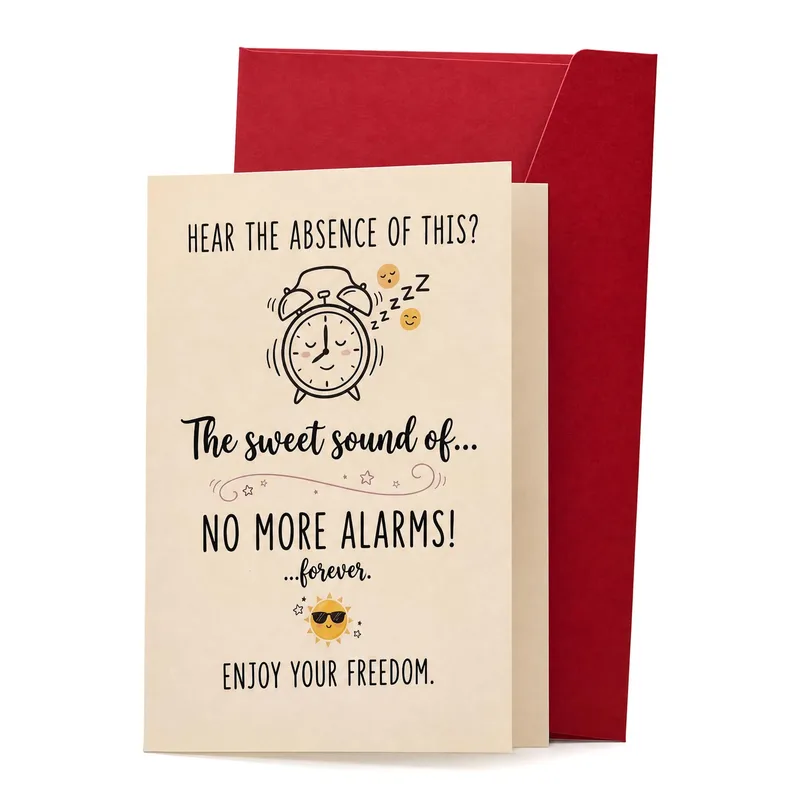 No More Alarms Card for a Retiring Coworker