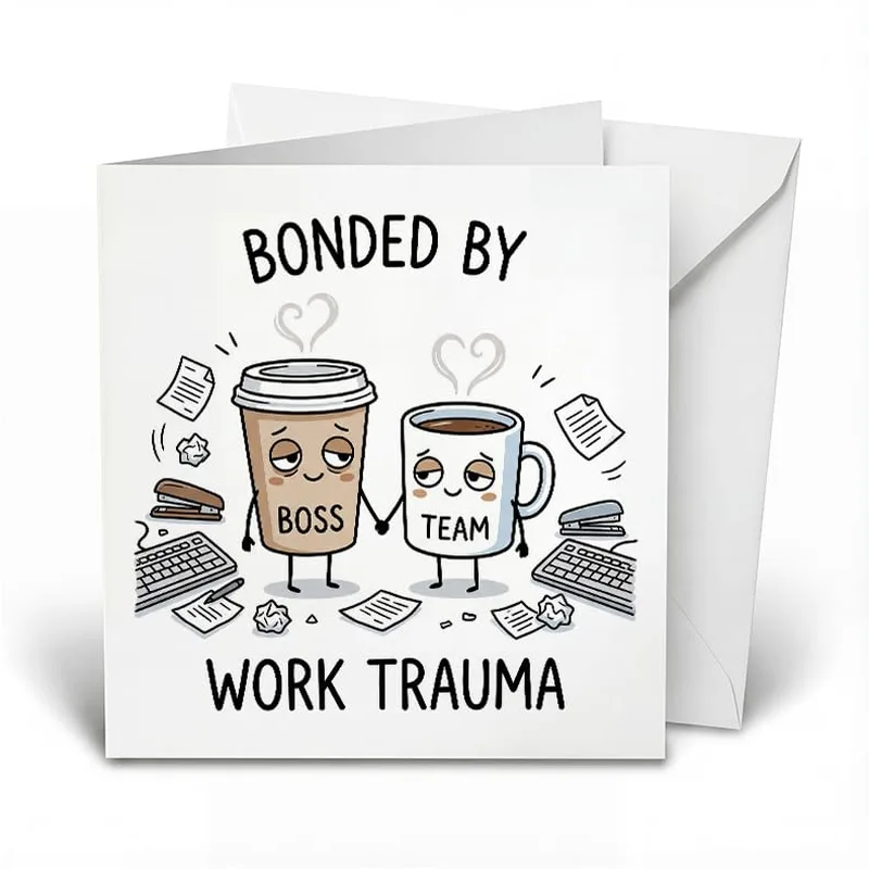 Work Trauma Card: Two Mugs Who Survived the Office