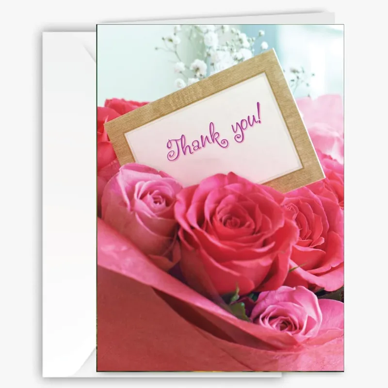 Pink Roses Thank You Card for Thoughtful Gestures