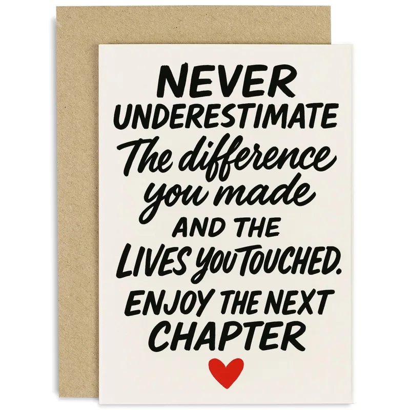 Black Typographic Text Red Card: A Farewell Greeting