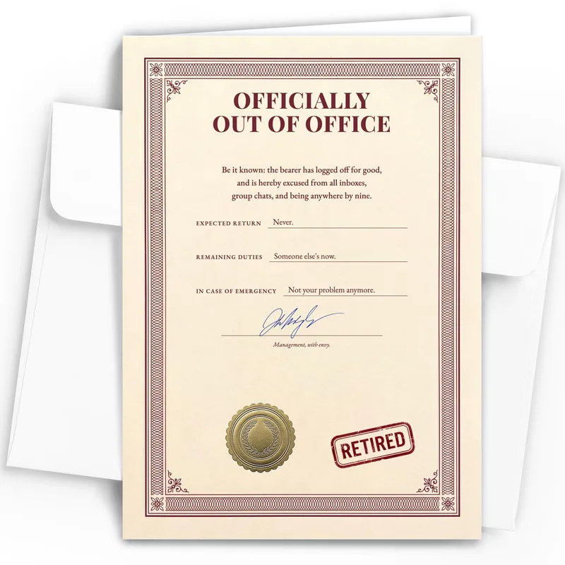 Officially Out of Office Card for a Retiring Coworker