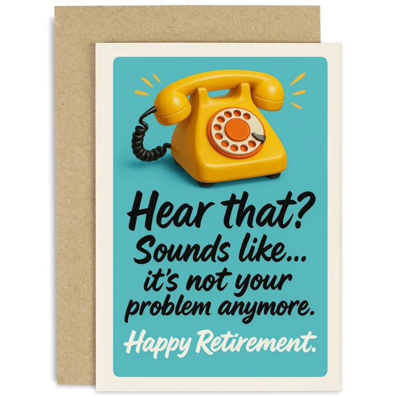 Yellow Rotary Telephone Card for a Happy Retirement