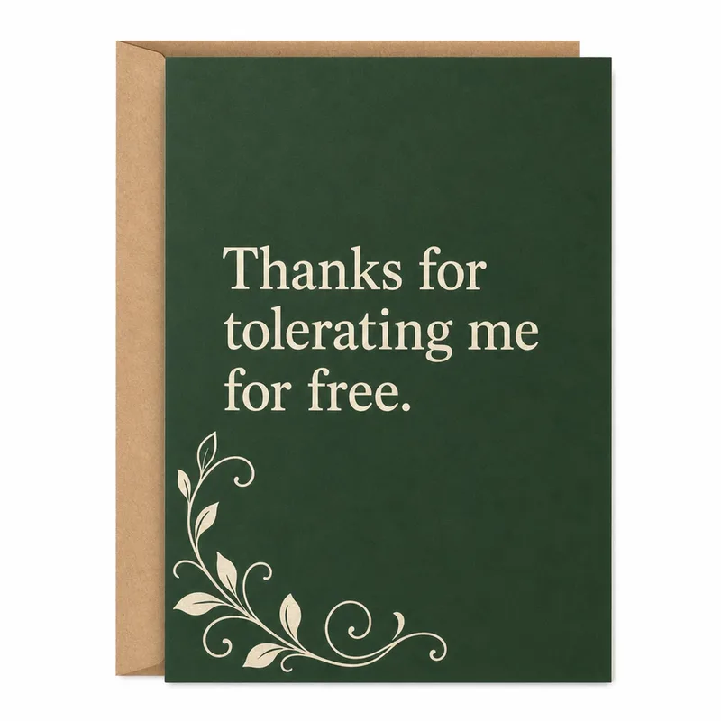 Tolerating Me Thank You Card: Funny Coworker Thanks