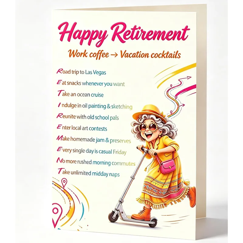 Retired Grandma Scooter Card: Playful Retirement Wishes