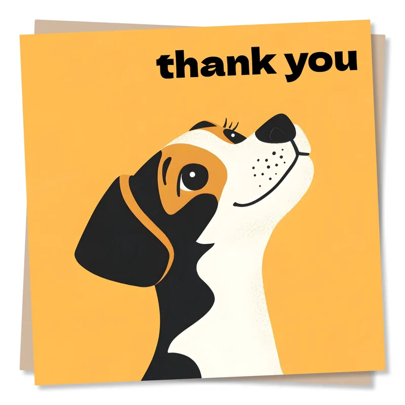 Beagle Thank You Card: A Dog Looking Up with Gratitude