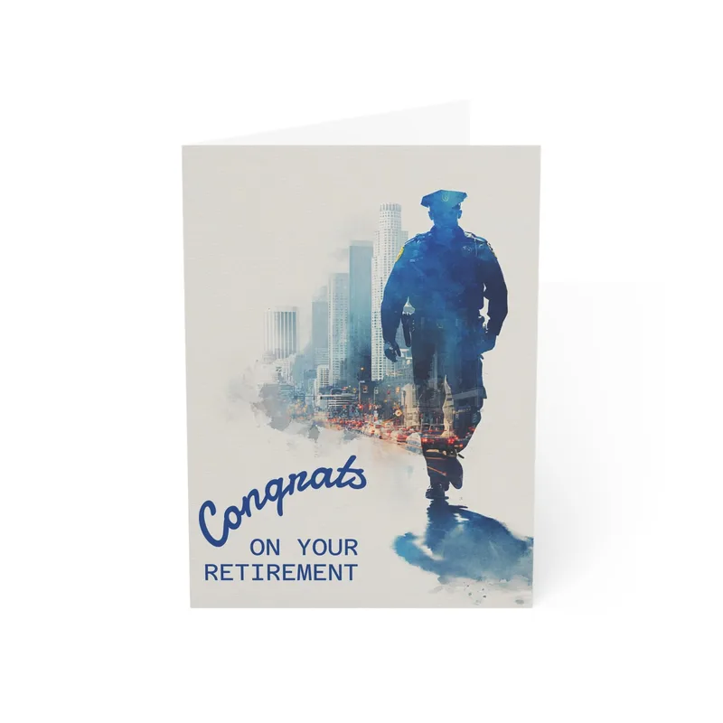 Police Officer Retirement Card: Blue Watercolor Salute