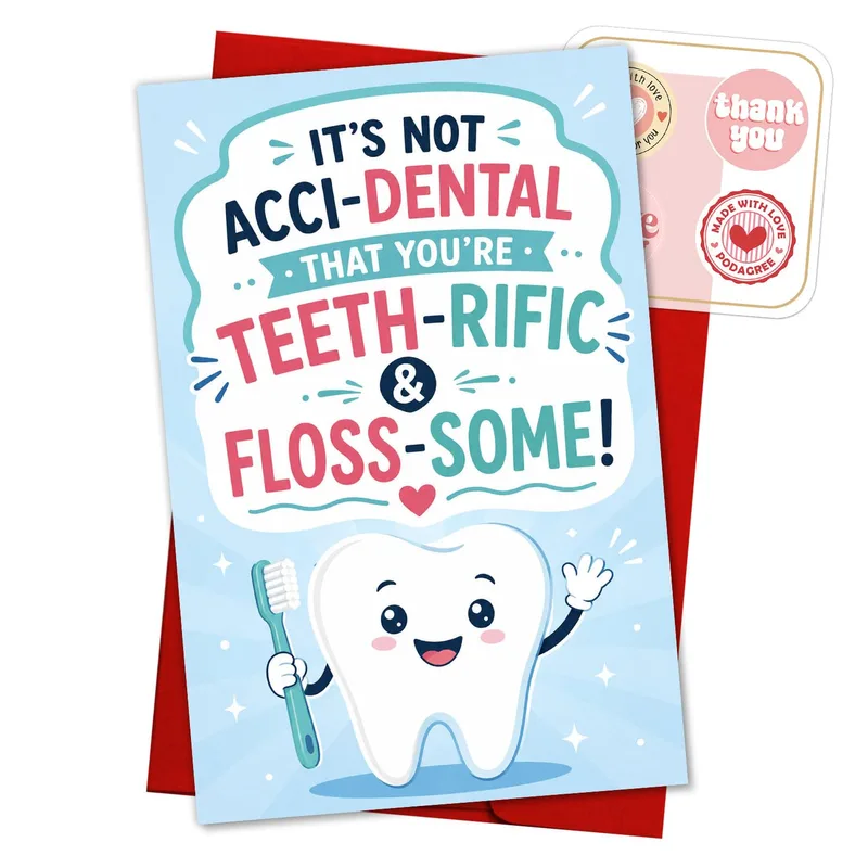Teeth Pun Card for Dental Team Thank You, Floss-Some Tooth