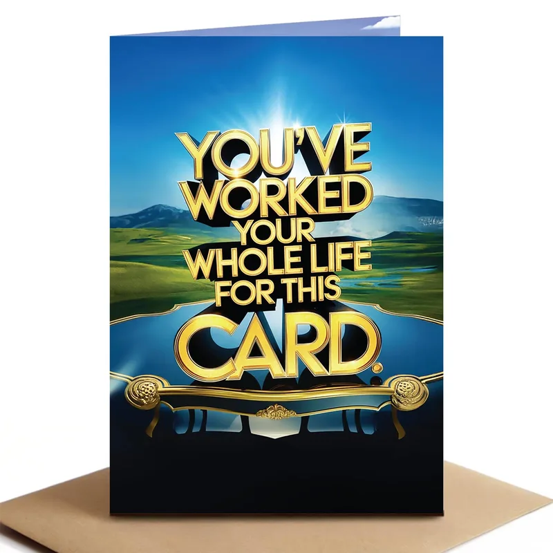 Gold Text Blue Landscape Card for Your Big Day Off