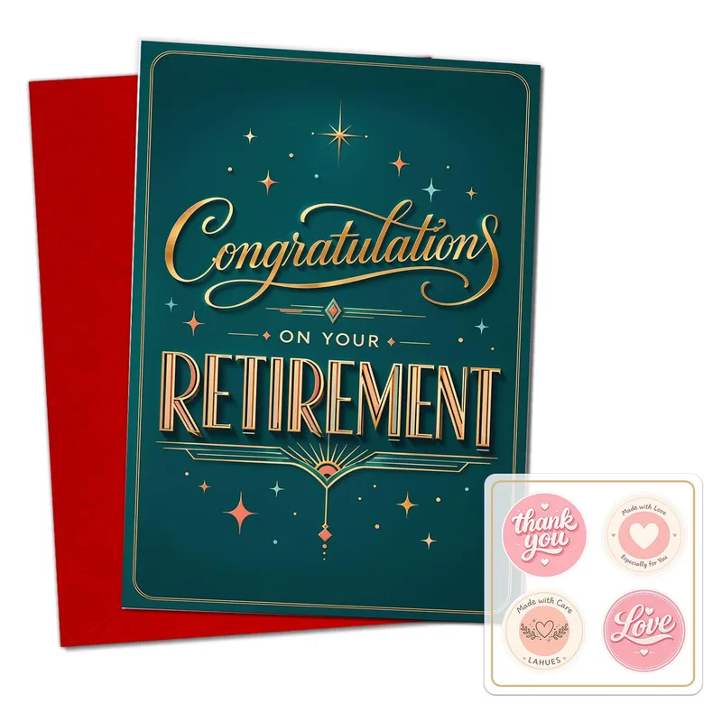 Teal Gold Typography Card for Retirement Congratulations