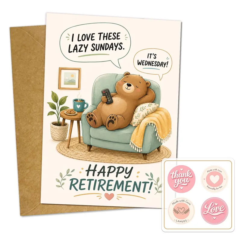Lazy Sundays Retirement Card with a Sleepy Bear