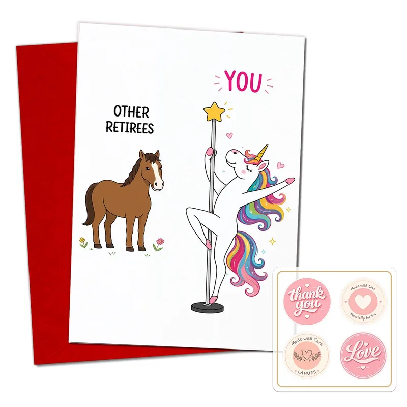 Funny Retirement Unicorn Card for Your Last Day