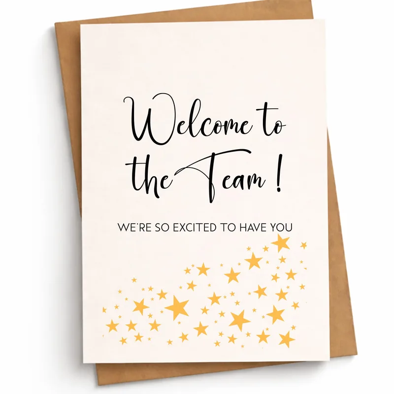New Employee Welcome Card: Gold Stars Design