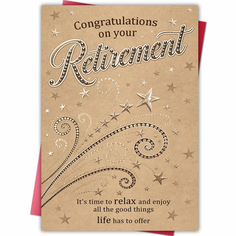 Kraft Paper Stars Swirls Card for a Retirement Celebration