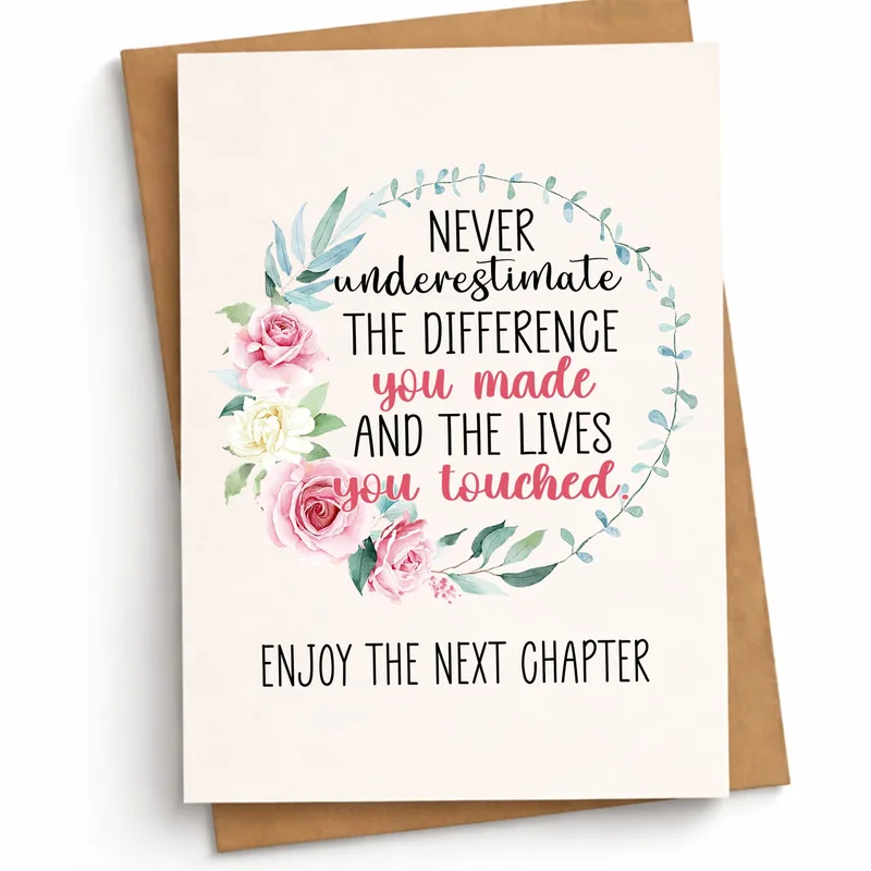 Pink Watercolor Roses Card for Farewell Thanks