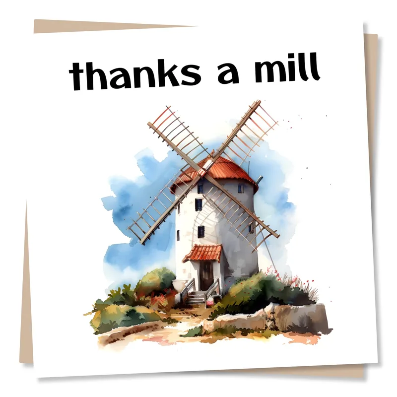 Thanks a Mill Card: A Watercolor Windmill Thank You