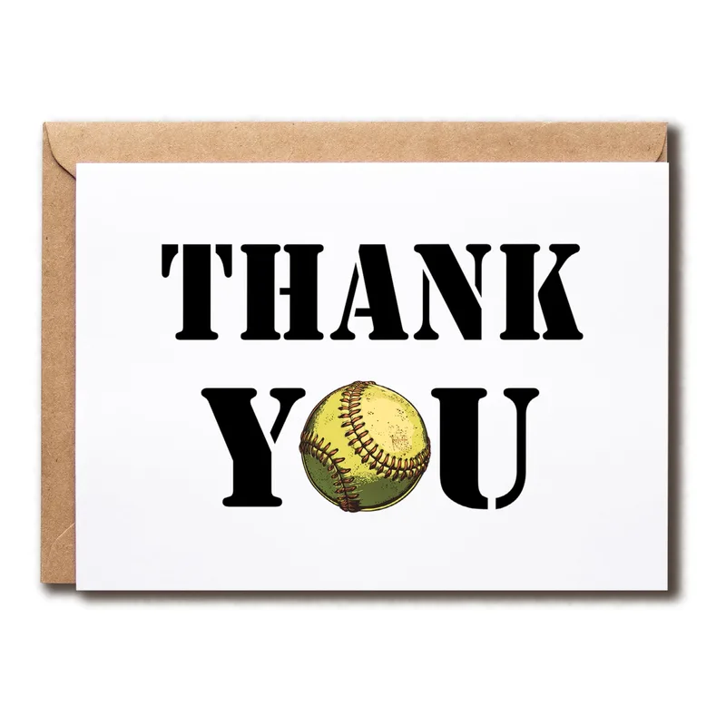 Softball Thank You Card for Coaches and Teammates