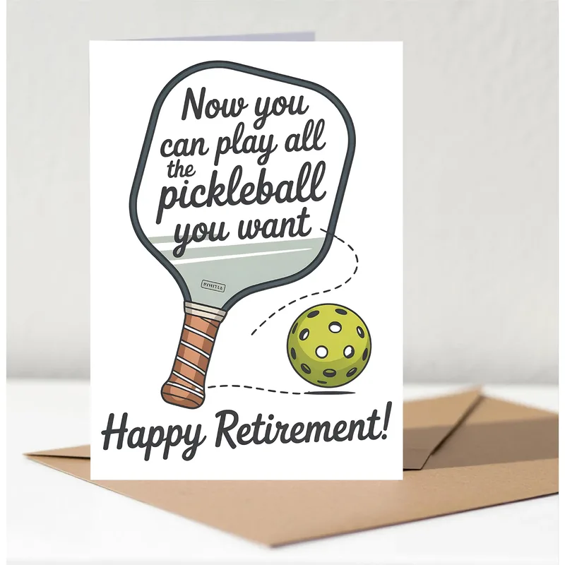 Retired Pickleball Player Card with a paddle and ball design