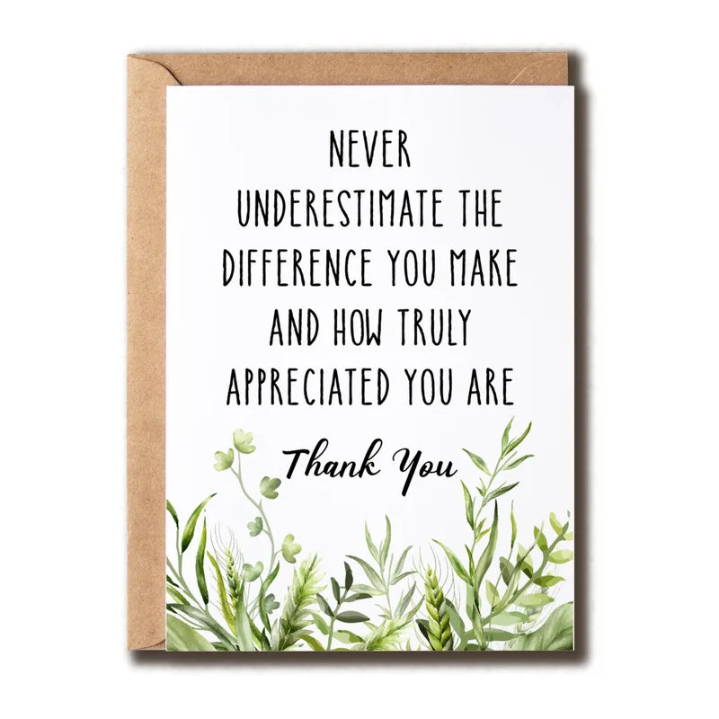 Green Watercolor Foliage Card: Thank You for Making a Difference