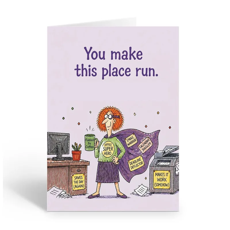 Office Superhero Card for Coworkers Who Keep It Going