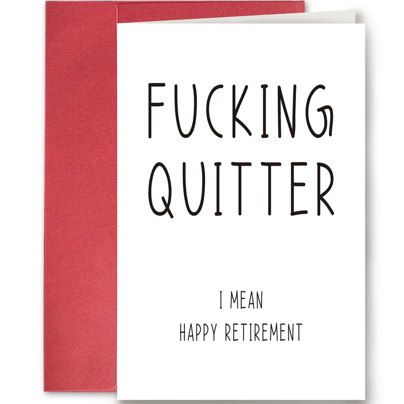 Black Text Minimal Design Card for a Rude Retirement Joke