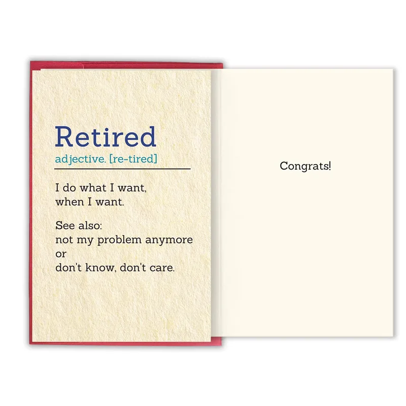 Funny Retired Card Dictionary Definition of Freedom
