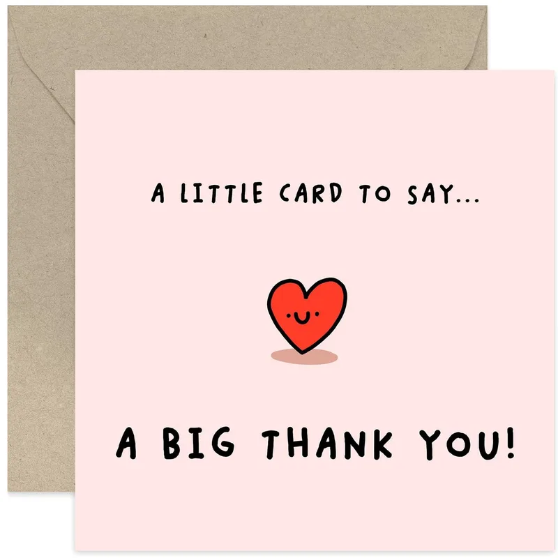 Pink Cartoon Smiling Heart Card for Big Thank You Expressions