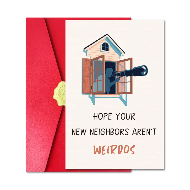 Person Telescope Blue New Home Card for Housewarming Humor