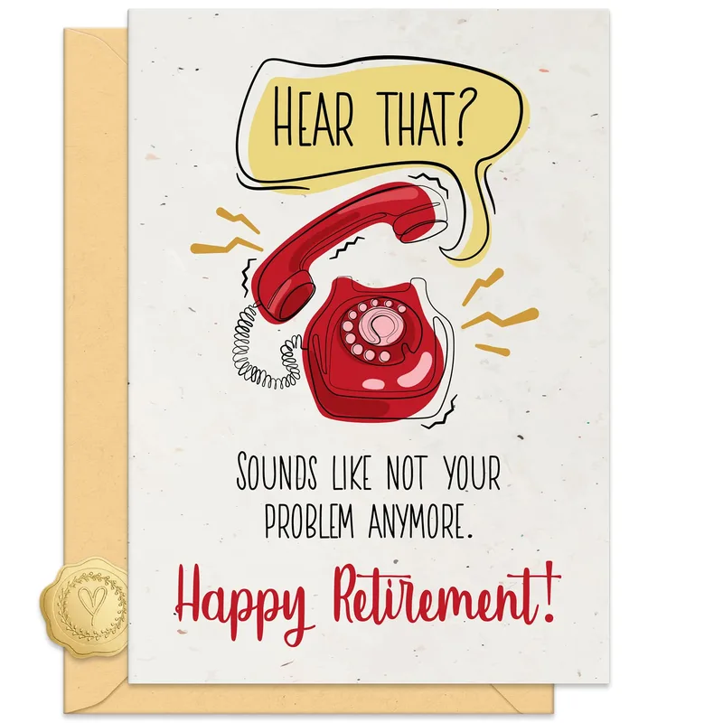 Red Rotary Phone Retirement Card: Funny 'Hear That' Greeting
