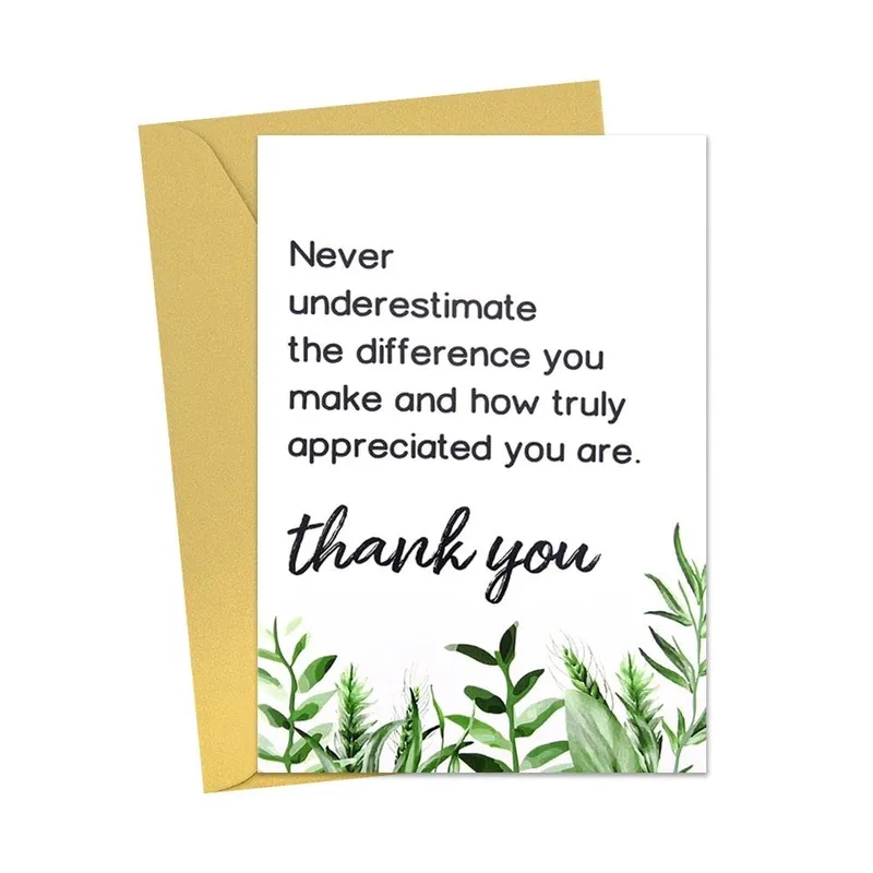 Green Herbs Bottom Thank You Card for Staff Appreciation