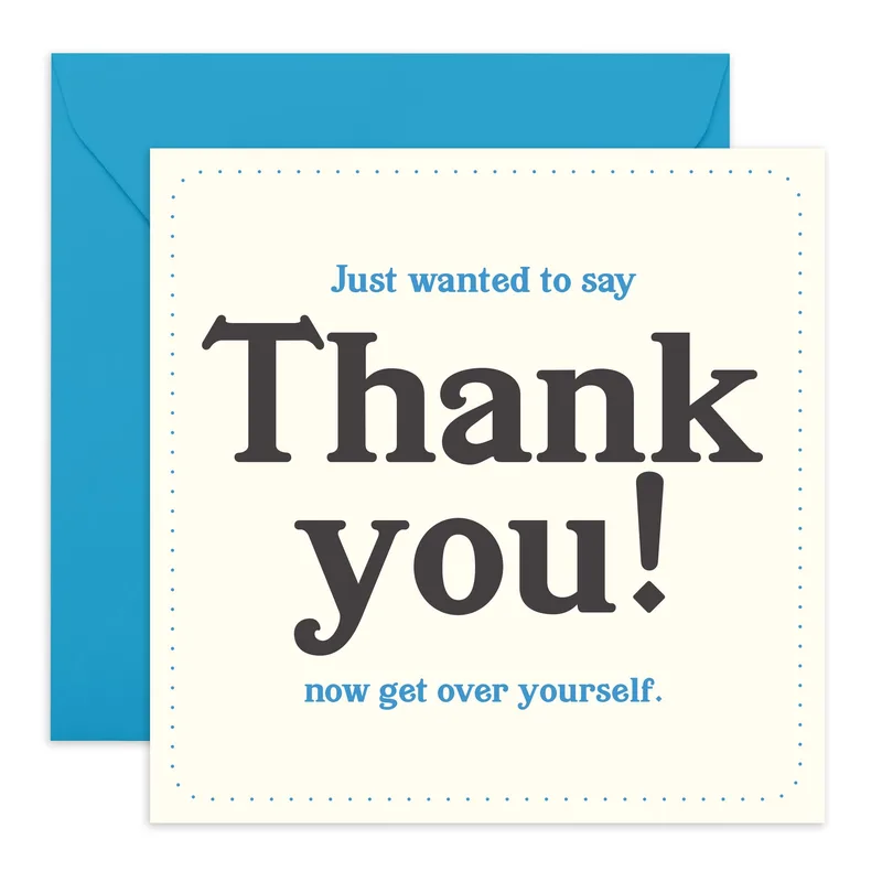 Minimalist Blue Black Thank You Card for Sarcastic Friends