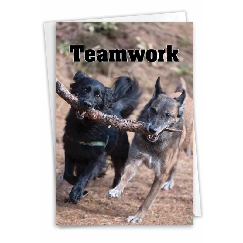 Dogs Carrying Stick Thank You Card for Team Players