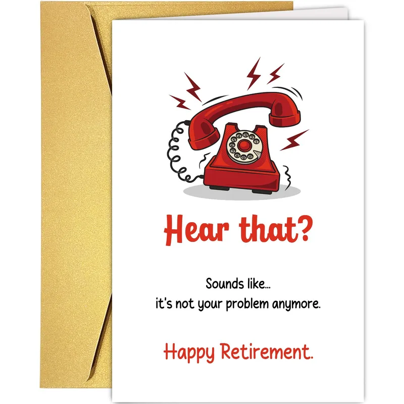 Red Vintage Telephone Retirement Card for the Coworker Leaving Work