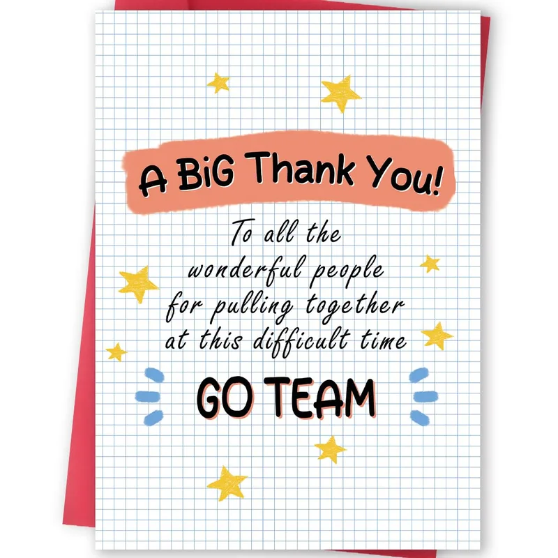 Paper Gold Stars Thank You Card featuring grid paper art