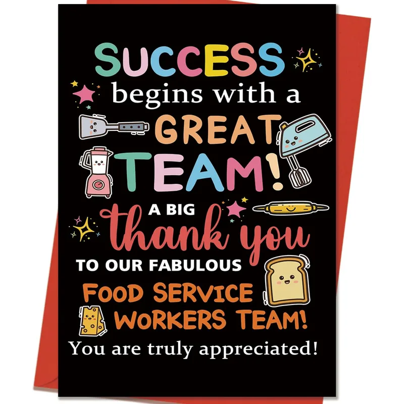 Colorful Kitchen Typography Thank You Card for Food Service Workers