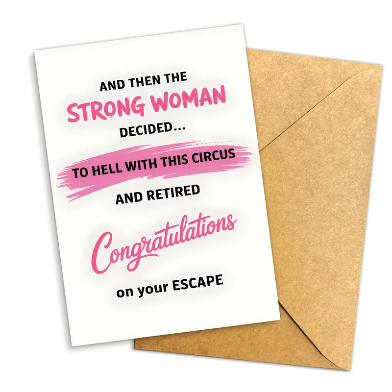 Script White Card Retirement Card for the Coworker Who Finally Escaped