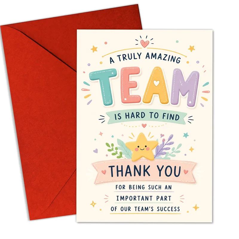 Star Team Card Thank You Card for Coworker Appreciation