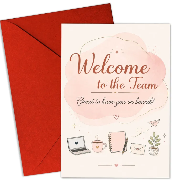 Pastel Clouds New Job Card: A Warm Welcome for Coworkers
