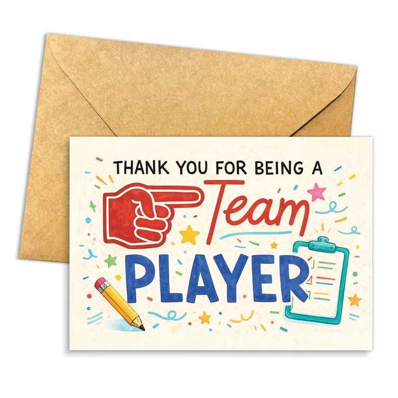 Pointing Hand Clipboard Thank You Card for Coworkers