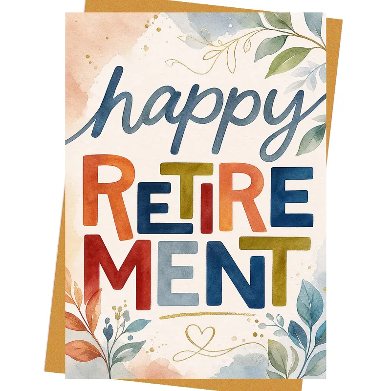 Watercolor Bold Retirement Letters Card Celebrating a New Chapter