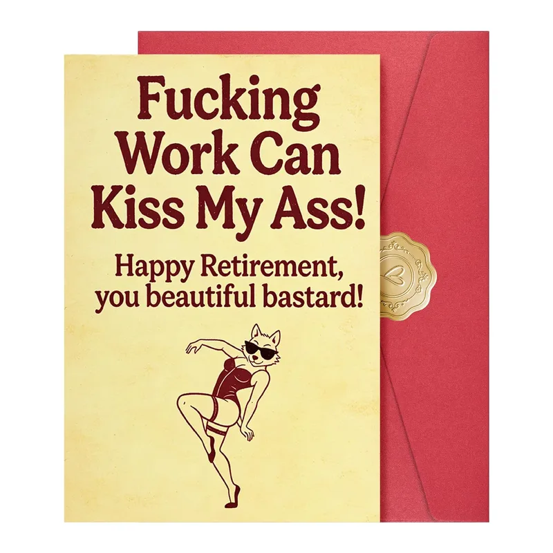 Red Dancing Cat Retirement Card for the Boss Who Needs to Relax