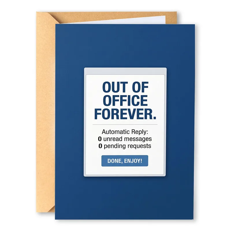 Automatic Reply Screen Retirement Card Celebrating Final Departure
