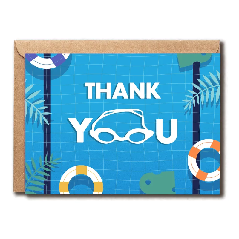 Pool Life Ring Thank You Card – Greeting Card in natural