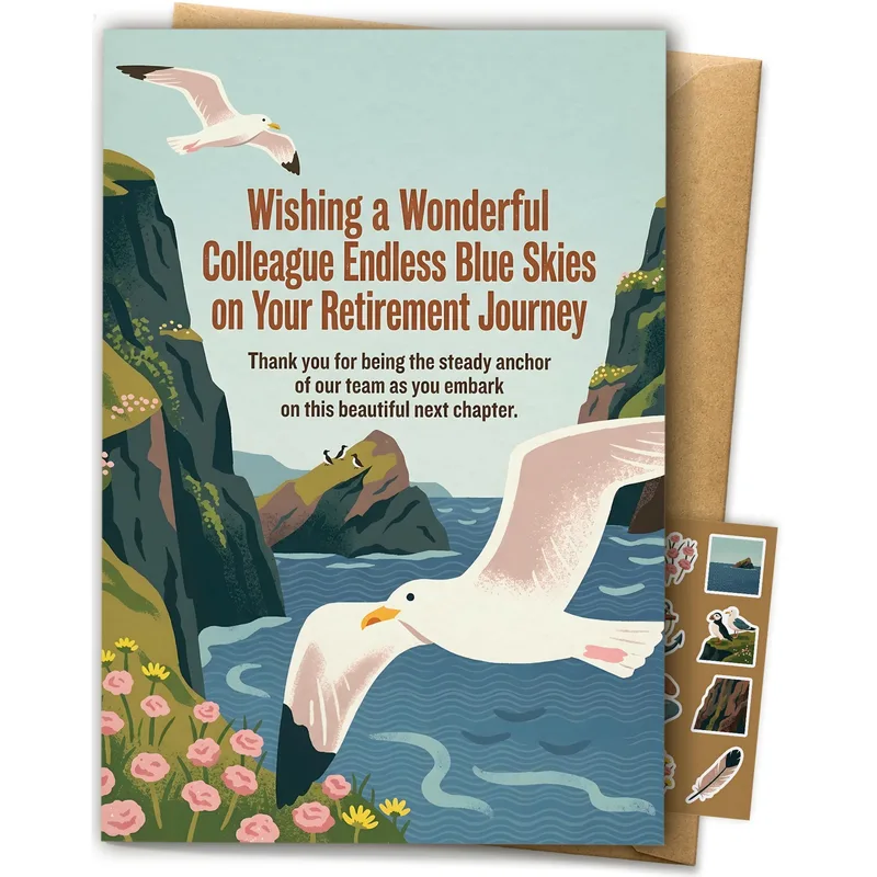 Seagull Cliff Ocean Retirement Card for a Colleague