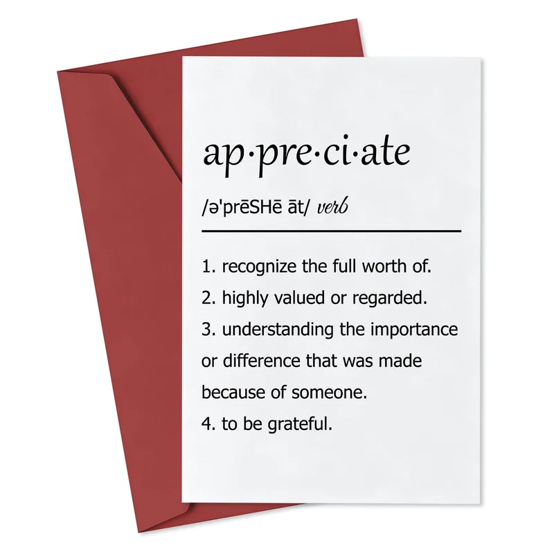 Definition Red Envelope Thank You Card: Dictionary Style Appreciation