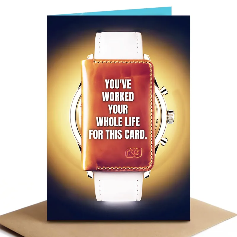 Leather Watch Card Retirement Card for the Hard Worker