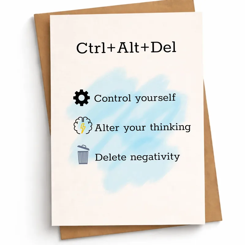 Minimal Cream Blue Encouragement Card for Tech Lovers