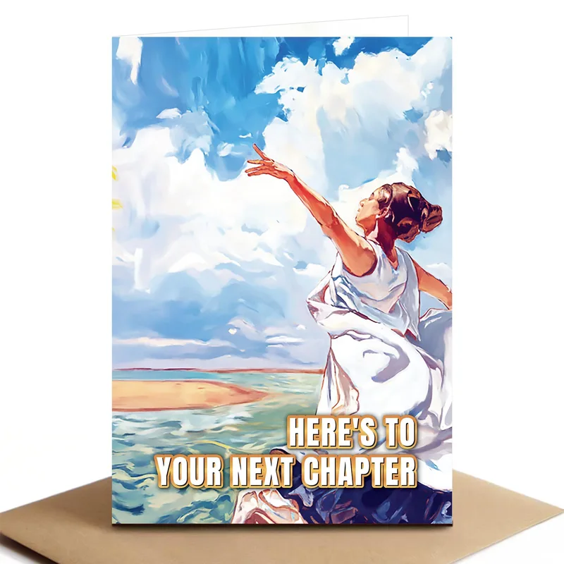 Waves Sky Woman Farewell Card for New Beginnings