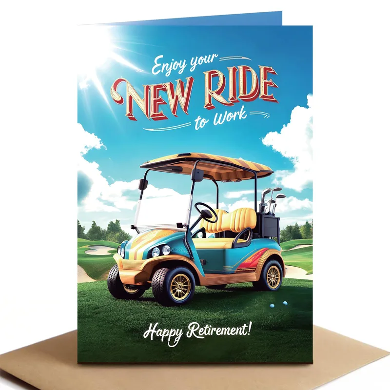 Cart Green Landscape Retirement Card for Golf Lovers